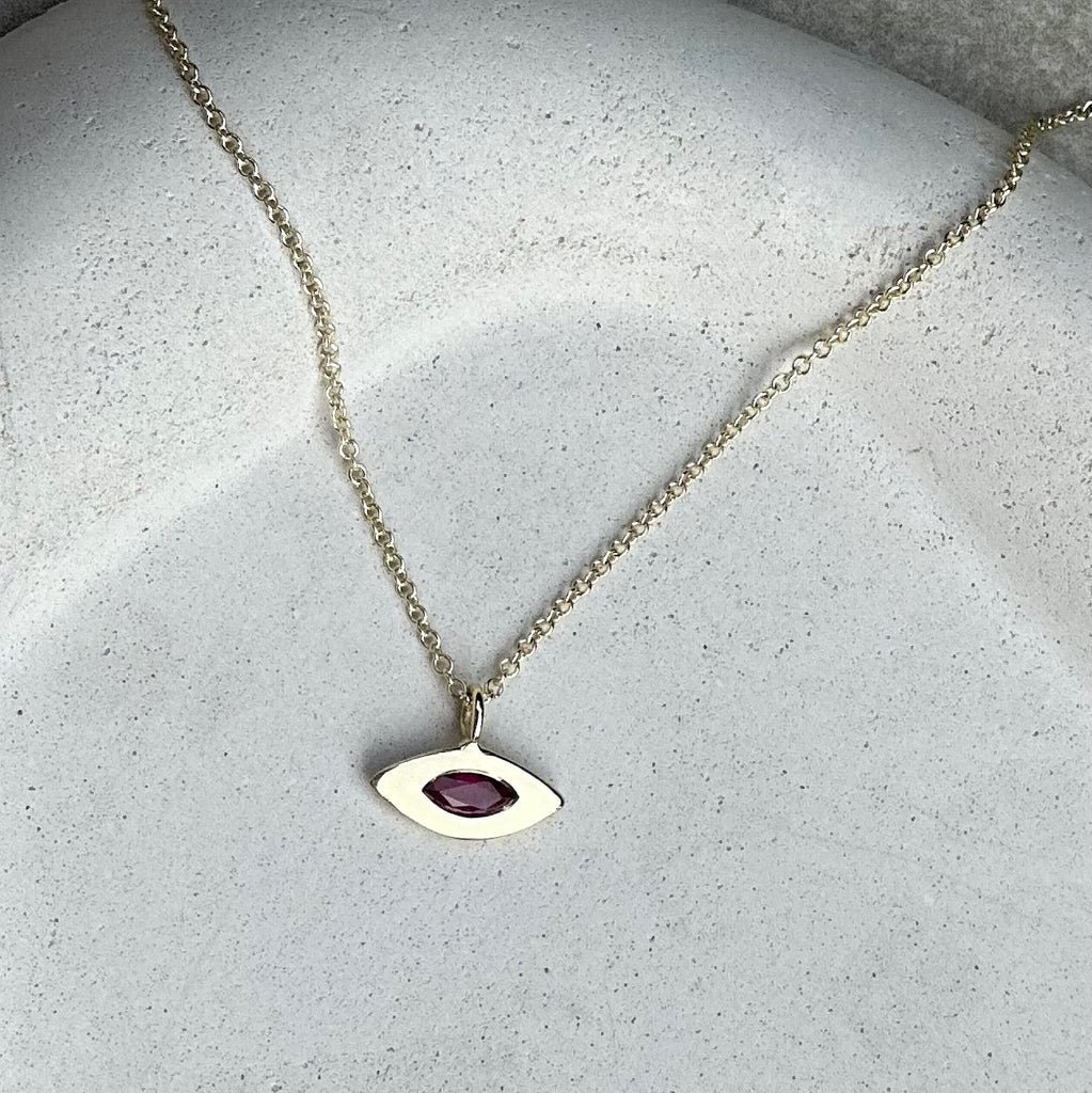 Gold Evil Eye Charm Necklace - atua-studio