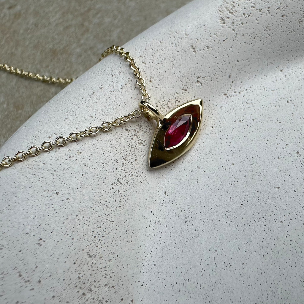 Gold Evil Eye Charm Necklace - atua-studio